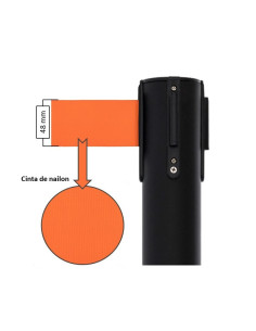 2 POSTES SEPARADORES NEGRO CON CINTA NARANJA DE 3 METROS 2