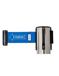 2 POSTES SEPARADORES INOXIDABLE CON CINTA AZUL 2M FESA 2