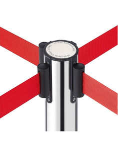 2 POSTES SEPARADORES INOXIDABLE CON CINTA ROJA 3M FESA 2