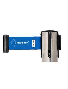 2 POSTES SEPARADORES INOXIDABLE CON CINTA AZUL 3M FESA 2