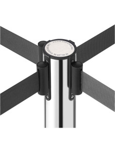 JUEGO DE 2 POSTES SEPARADORES INOXIDABLE CON CINTA NEGRA 3M 2