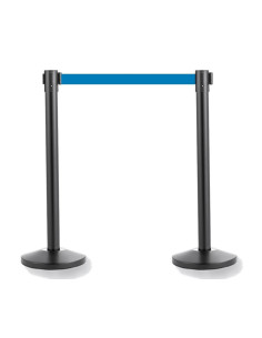 2 POSTES SEPARADORES NEGRO CON CINTA AZUL 2M FESA